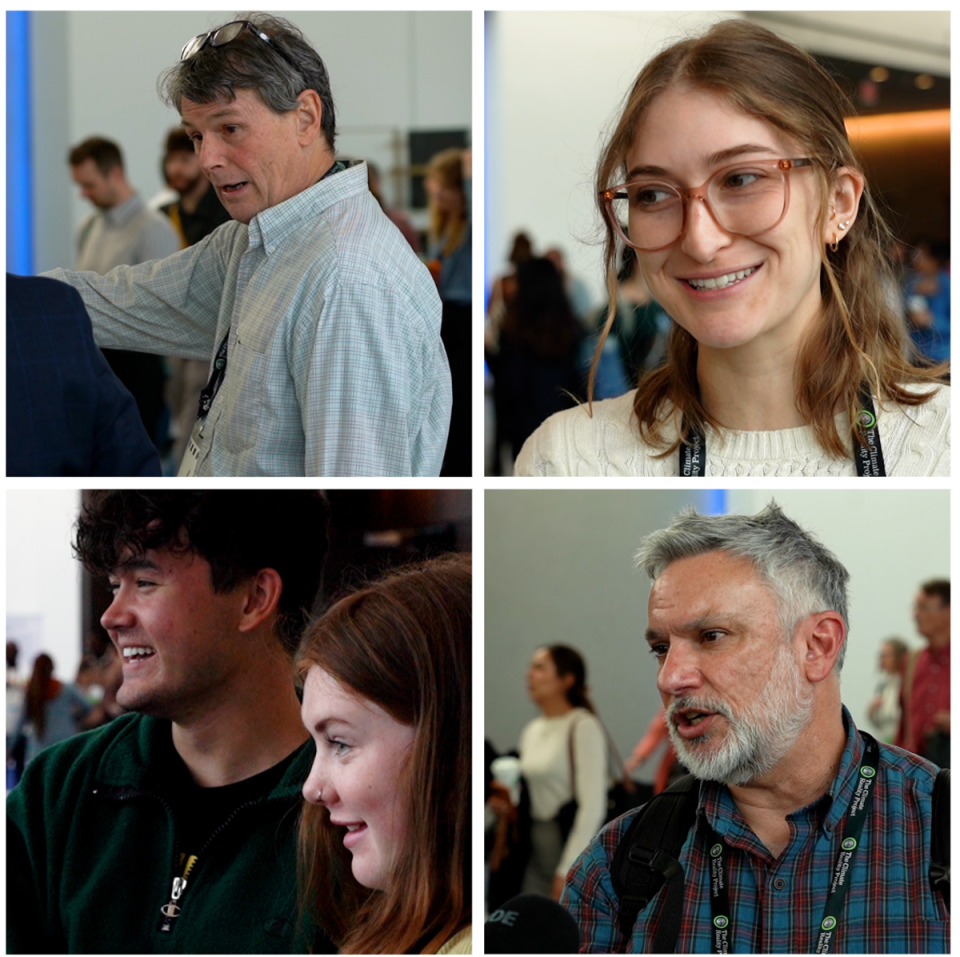 From top left, clockwise: Ed Horan, Grace Nevitt, Vikram Krishna Murthy,  Ella Weber and Shiva Rajbhandari spoke to The Independent about the upcoming election at a climate leadership event in New York on Friday (Natalie Chinn/The Independent)
