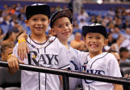 ST. PETERSBURG - JUNE 13: Fans of the Tampa Bay Rays have their rally caps on in the ninth inning againstof the New York Mets at Tropicana Field on June 13, 2012 in St. Petersburg, Florida. (Photo by J. Meric/Getty Images)