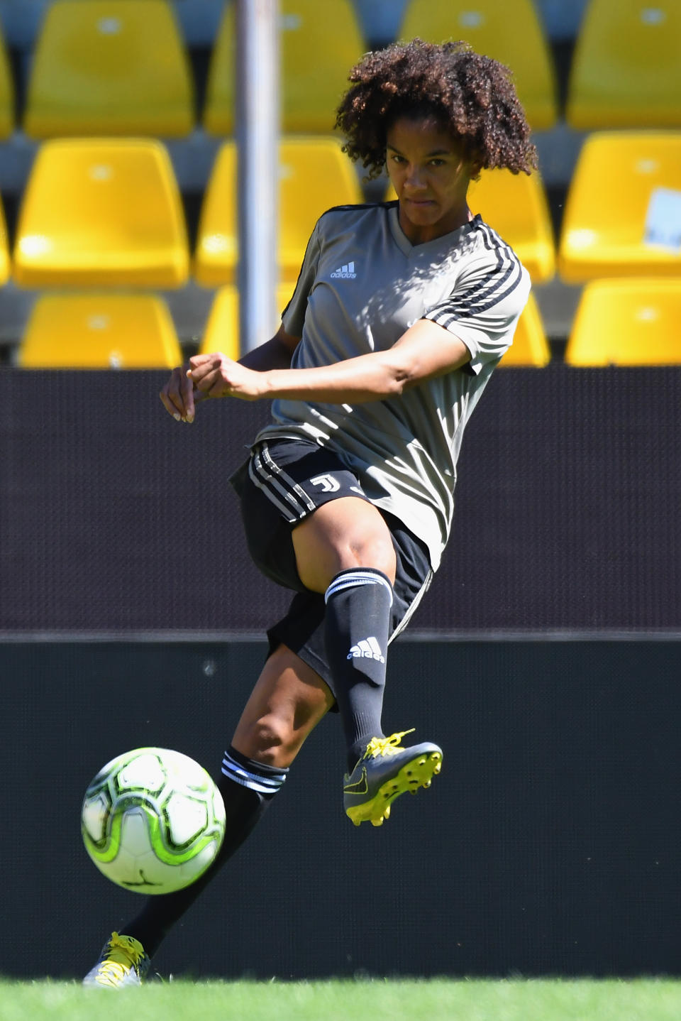 Sara Gama of Juventus woman during the Juventus Women Training Session at Stadio Ennio Tardini in 2019 in Parma, Italy. (Photo: Juventus FC/Juventus FC via Getty Images)