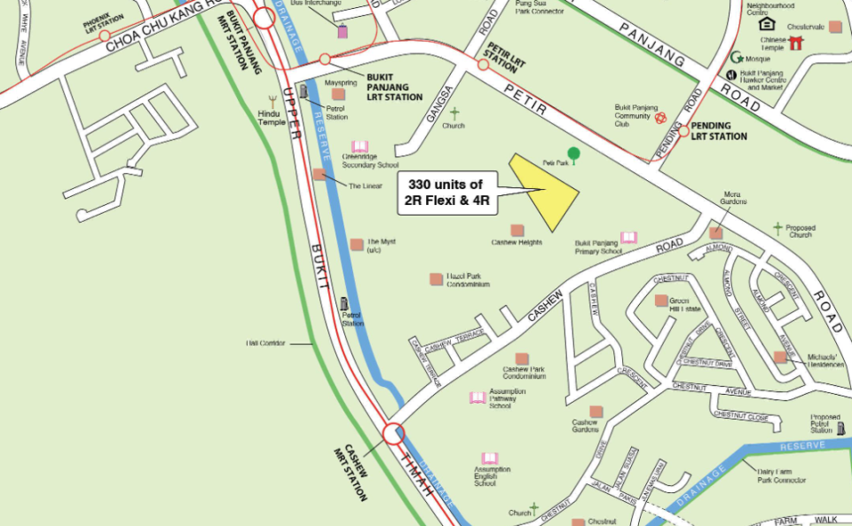 Location of the Bukit Panjang HDB Dec BTO 2023 flats, located near Petir Road. Source: HDB