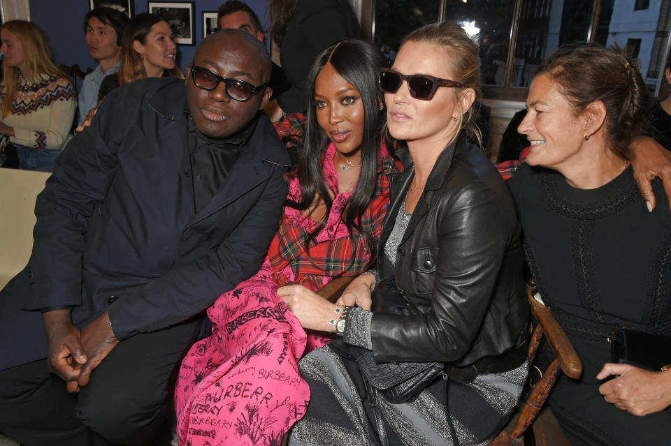 From left, British <em>Vogue</em> editor Edward Enninful, model Naomi Campbell, model Kate Moss, and British <em>Vogue</em> fashion director Venetia Scott. (Photo: Getty Images)