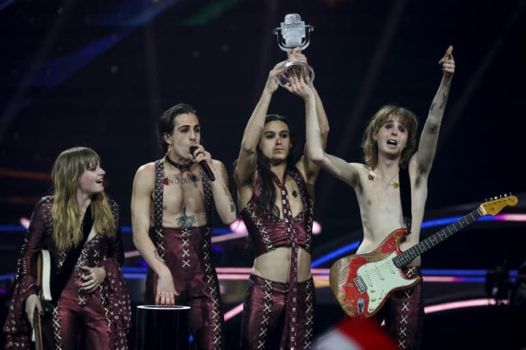 Le groupe italien Maneskin remporte l'Eurovision à Rotterdam, le 22 mai 2021 aux Pays-Bas - Kenzo Tribouillard © 2019 AFP