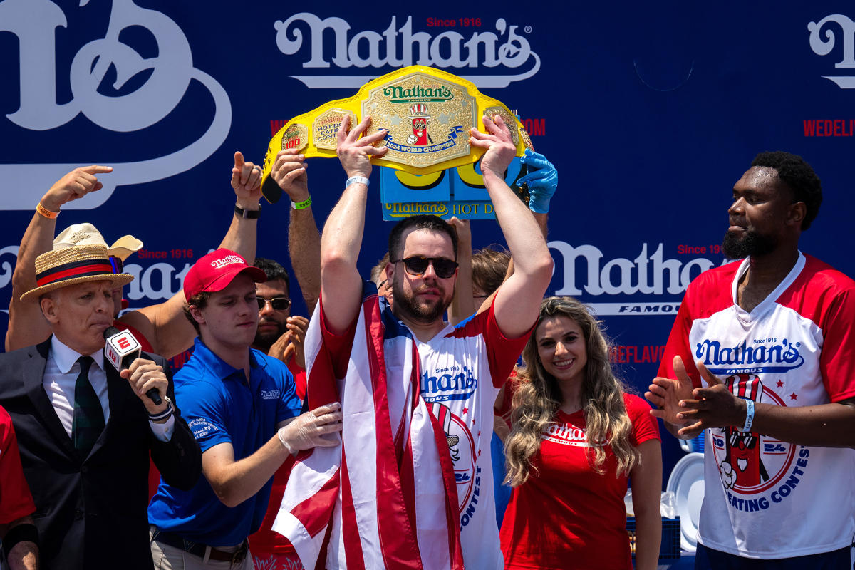 Patrick Bertoletti wins Nathan’s Famous Hot Dog Eating Contest 2024 in the absence of Joey Chestnut