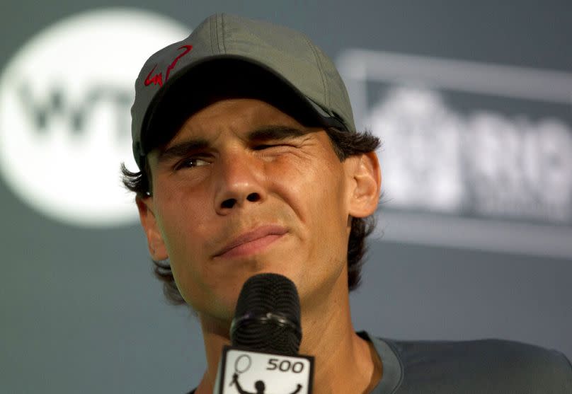 Rafael Nadal, of Spain, listens to a question at a press conference ahead of the Rio Open ATP in Rio de Janeiro, Brazil, Friday, Feb. 14, 2014.