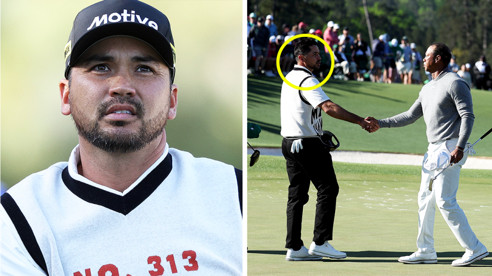 Jason Day (pictured left) was forced to take off his vest at the Masters when asked by Augusta National officials. (Getty Images)