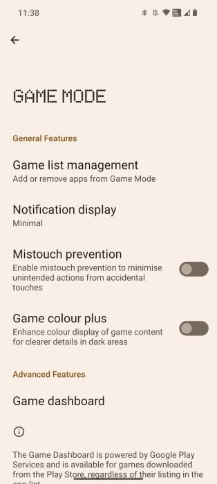 Nothing OS 2.0 Game mode settings