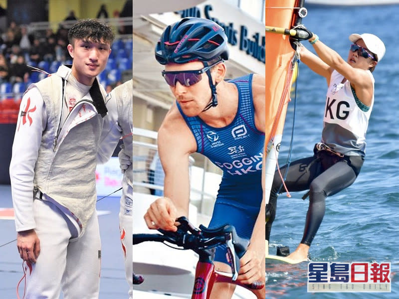 3位運動員包括蔡俊彥(左)、Oscar Coggins(中)及陳晞文(右)。資料圖片