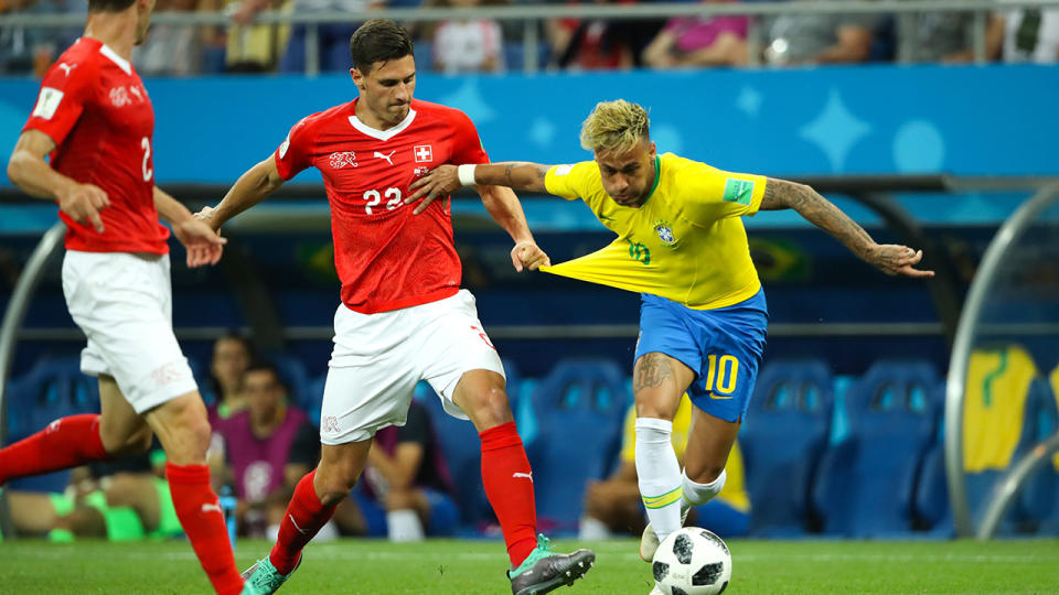 Neymar was a constant threat to the Swiss side. Pic: Getty