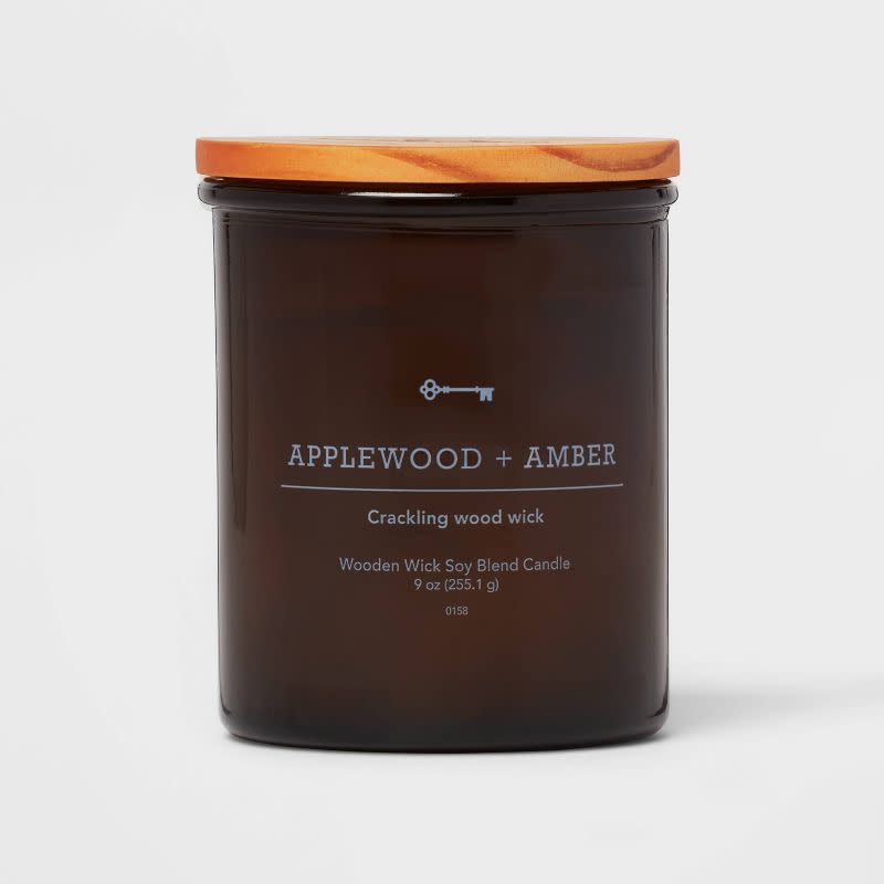 Target Threshold Applewood and Amber Wooden Wick Soy Blend Candle (Target / Target)