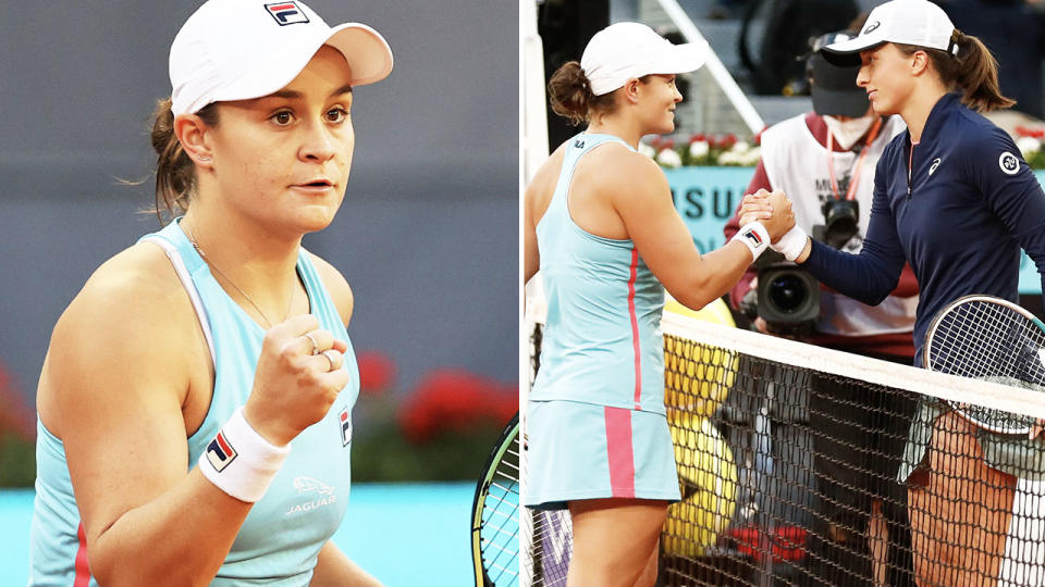Ash Barty beat Iga Swiatek in a battle of the past two French Open champions. Image: Getty