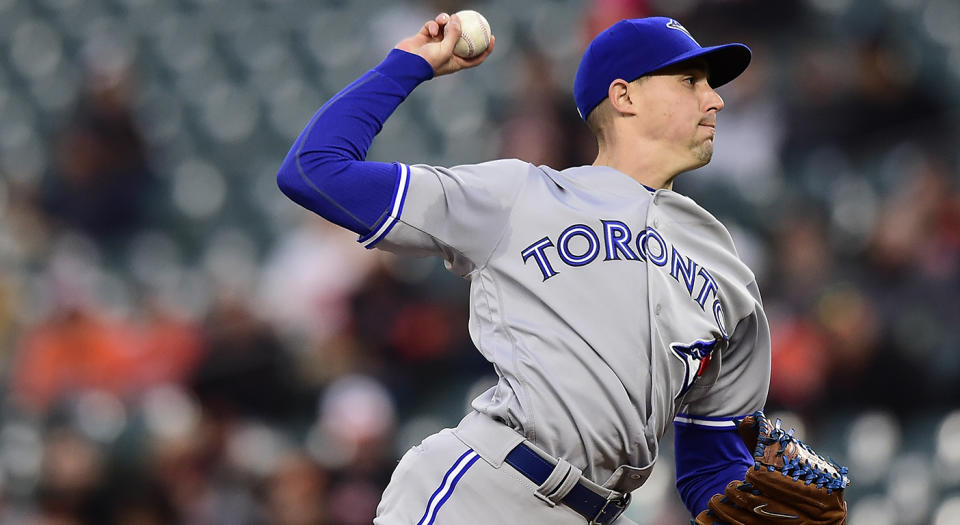 Aaron Sanchez is looking different, but it’s too early to say he looks better. (Patrick McDermott/Getty Images)