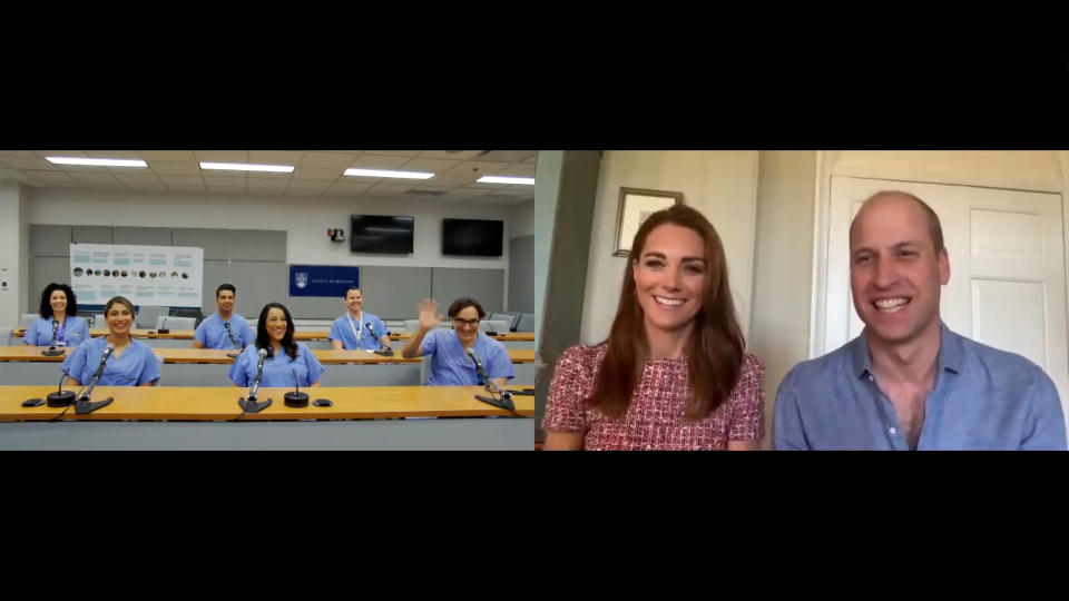 Kate and William speak to Canadian health workers to thank them on Canada Day. (Kensington Palace)