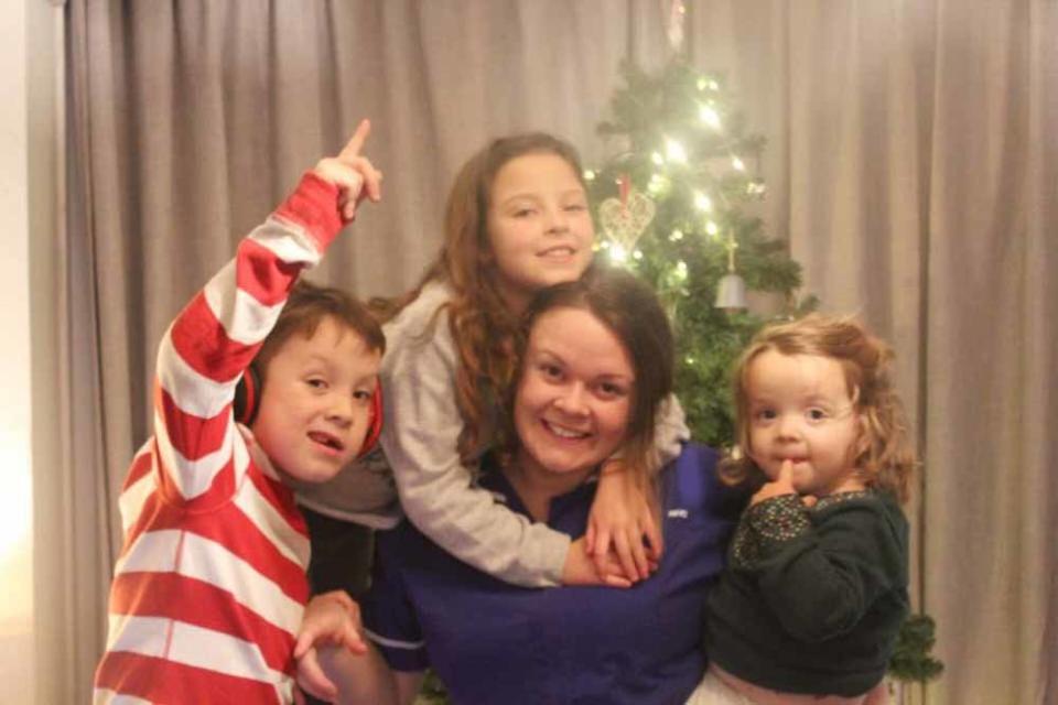 Beth on Christmas Day with her children, before leaving for a night shift. (Collect/PA Real Life)