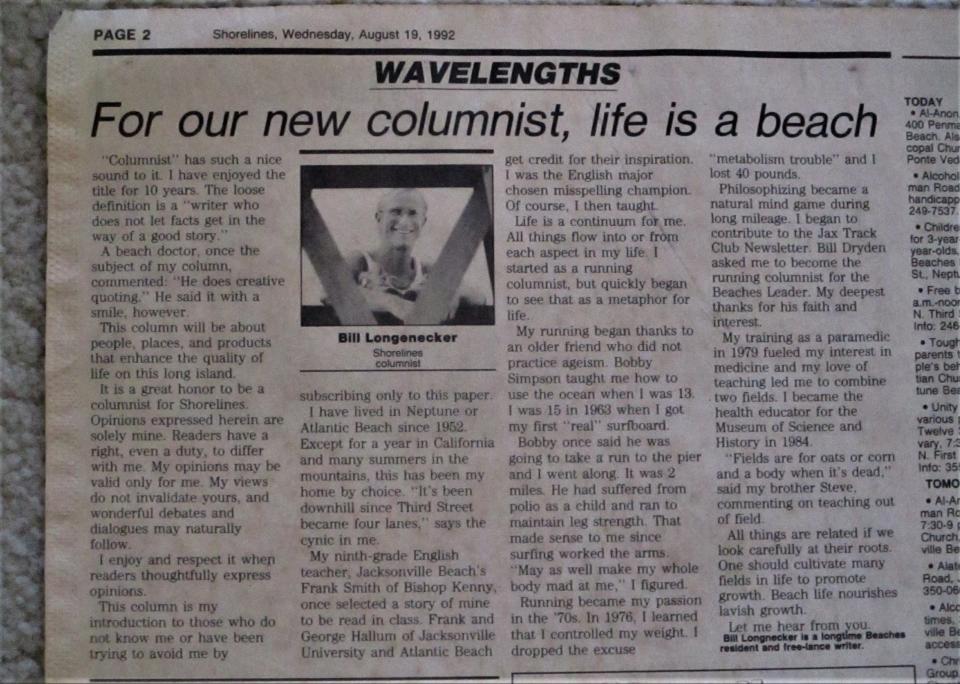 Bill's first column for Shorelines