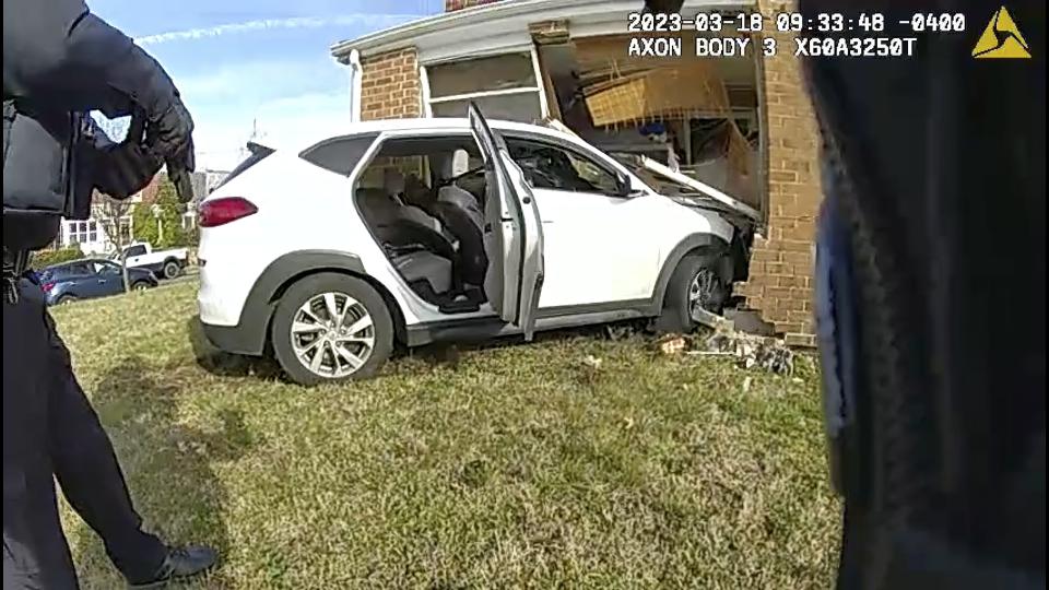 This image taken from police body camera video released by the U.S. Park Police shows the scene after 17-year-old Dalaneo Martin was fatally shot by a U.S. Park Police officer on March 18, 2023, in Washington. The Justice Department has opened a federal civil rights investigation after a U.S. Park Police officer fatally shot Martin who drove off with an officer in the back seat after the teenager was found asleep in a suspected stolen car. (U.S. Park Police via AP)