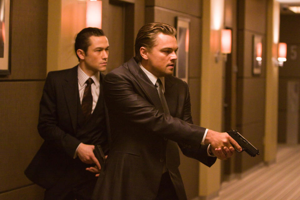 (L-r) JOSEPH GORDON LEVITT as Arthur and LEONARDO DiCAPRIO as Cobb in Warner Bros. Picturesâ€™ and Legendary Picturesâ€™ sci-fi action film â€œInception,â€ a Warner Bros. Pictures release.