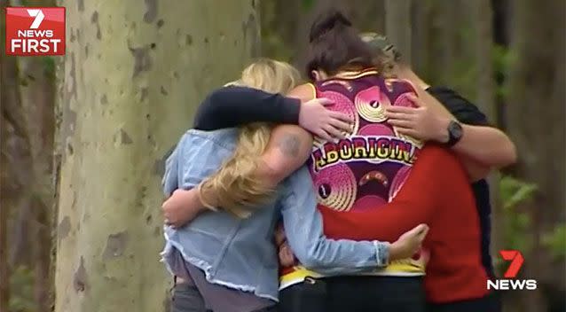 Devastated friends visit the crash site. Source: 7 News