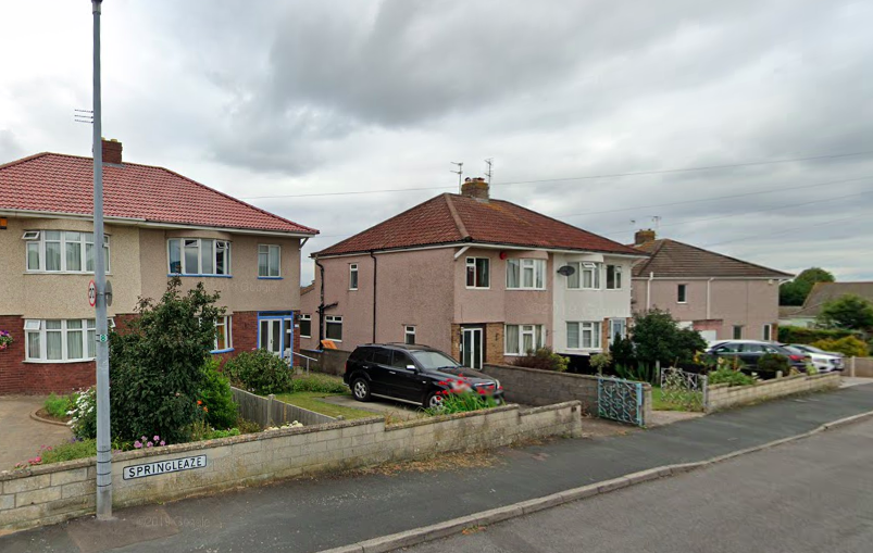 A man was killed after a heavy load fell from a crane in Springleaze, Mangotsfield, Bristol. (Google)