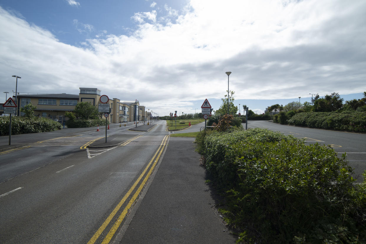 DOUGLAS, ISLE OF MAN - MAY 23: A view the entrance to the empty Isle of Man airport which is currently still not open on May 23, 2020 in Douglas, Isle of Man. The Isle of Man began lifting COVID-19 lockdown restrictions on Friday 24th April with phase one, relaxing travel and exercise times, of a six phase plan. Two weeks later the chief minister, Howard Quayle, reopened non-essential retail shops plus lifestyle and tourism businesses - two further phases. Restaurants and cafes with outside dining will be able to open from June 1. The final phase will be reopening the island's borders, which closed on 27 March, and is still to come. This will be implemented on 