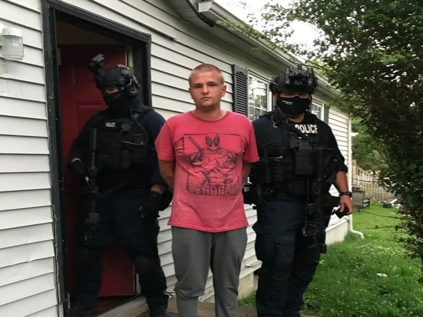 Wesley Somers pictured after he was arrested for arson: (Metro Nashville Police Department - Twitter)