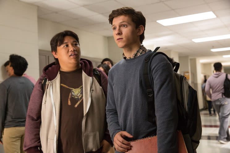 Ned (Jacob Batalon) and Peter (Tom Holland) in 'Spider-Man: Homecoming'. (Sony Pictures Releasing)