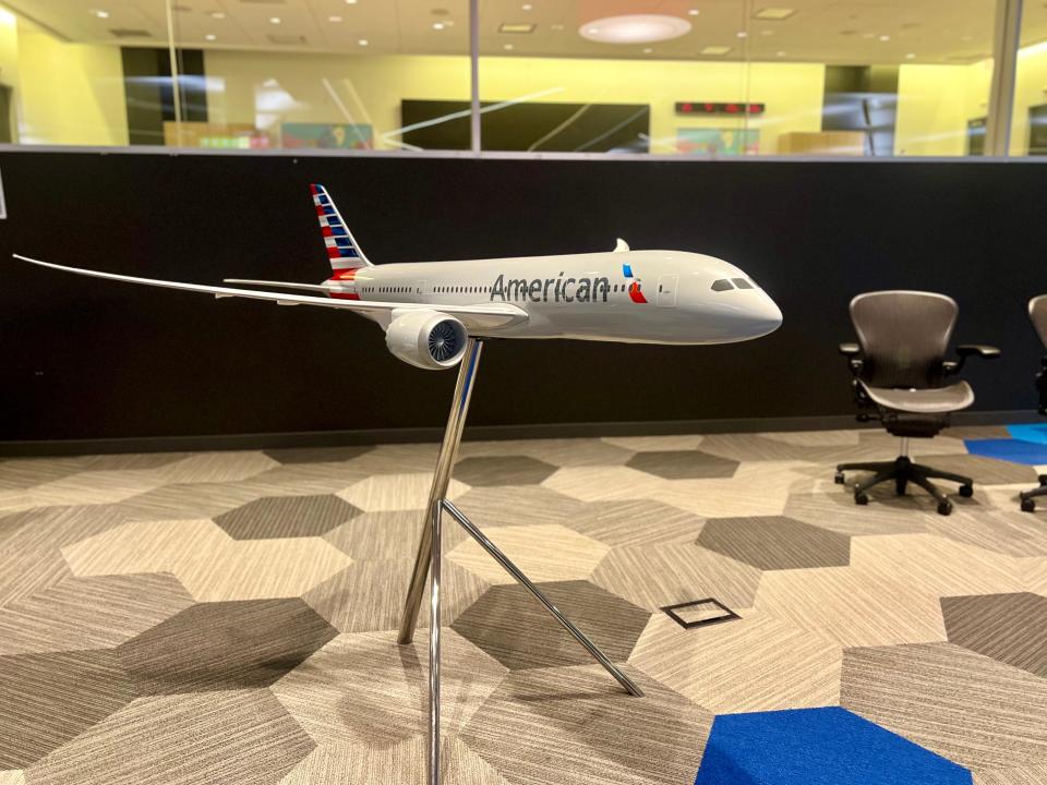 A model aircraft of an American 787.