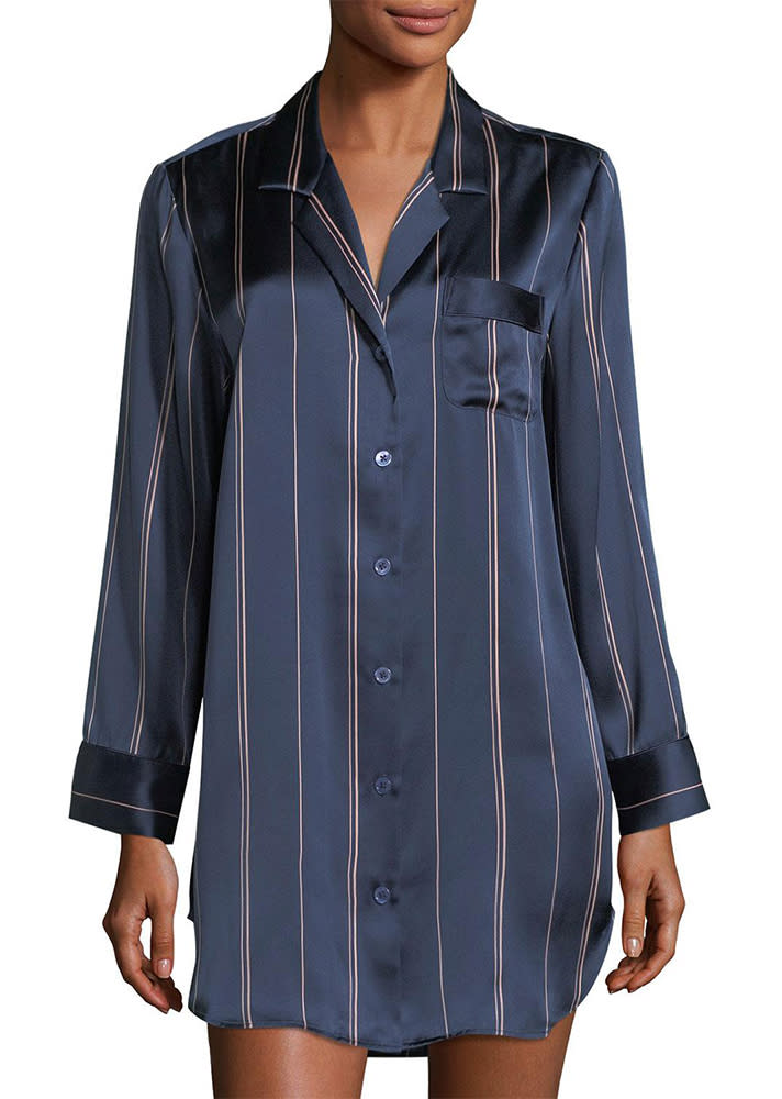 Pinstriped Silk Sleepshirt