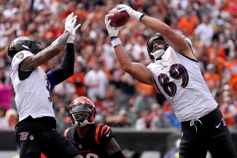 Mark Andrews caught a touchdown pass for the Baltimore Ravens in their NFL Week 2 win over the Cincinnati Bengals.