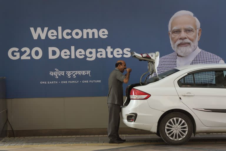 Un cartel del G20 en Nueva Delhi, India, el viernes 8 de septiembre de 2023. 