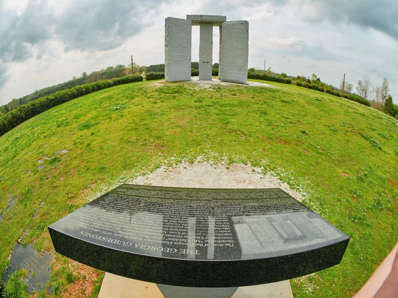 The Georgia Guidestones stand in Elberton