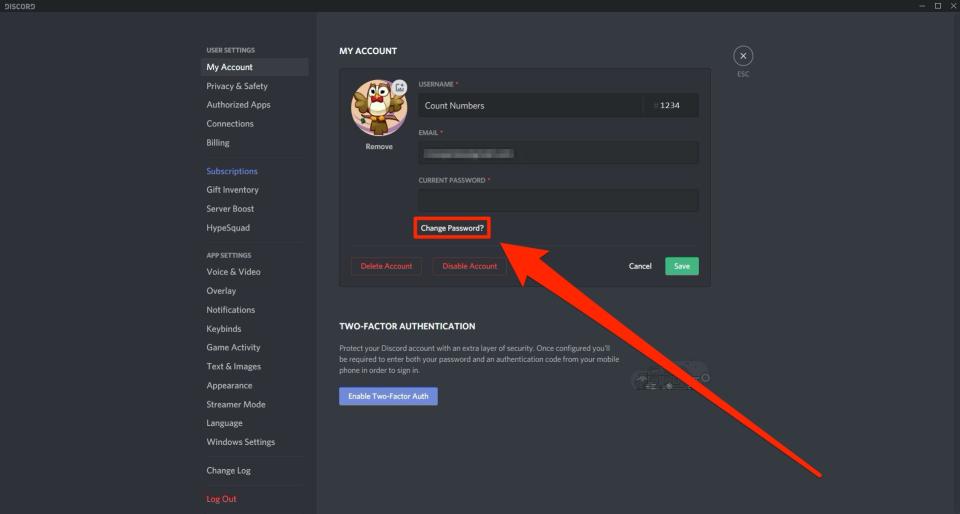 how to change discord password 3