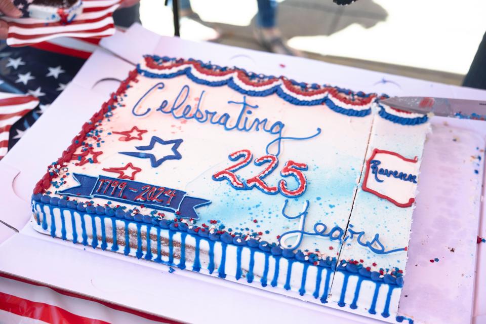 Guests were treated to cake Saturday, June 8, 2024, to celebrate the City of Ravenna’s 225th birthday at a party in downtown Ravenna.