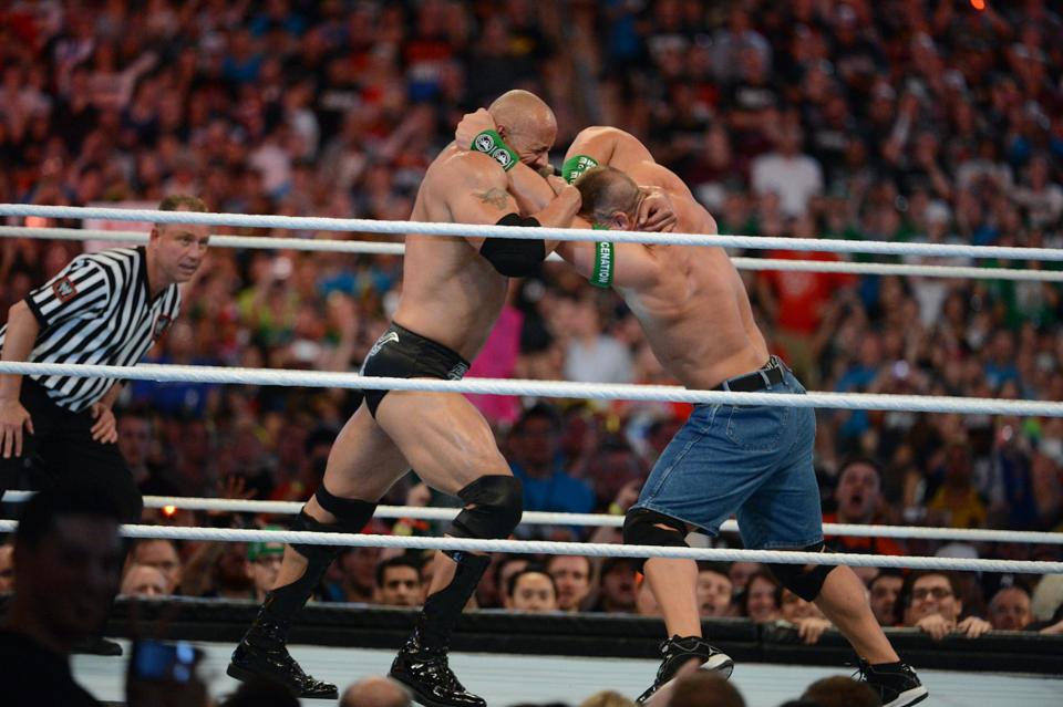 The Rock and John Cena in WWE.