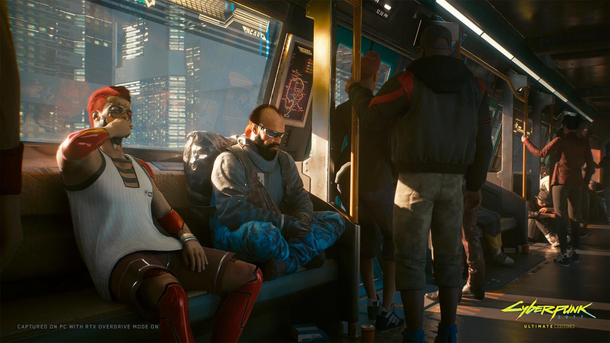  Cyberpunk 2077 screenshot - riding the NCART metro in the 2.1 patch. 