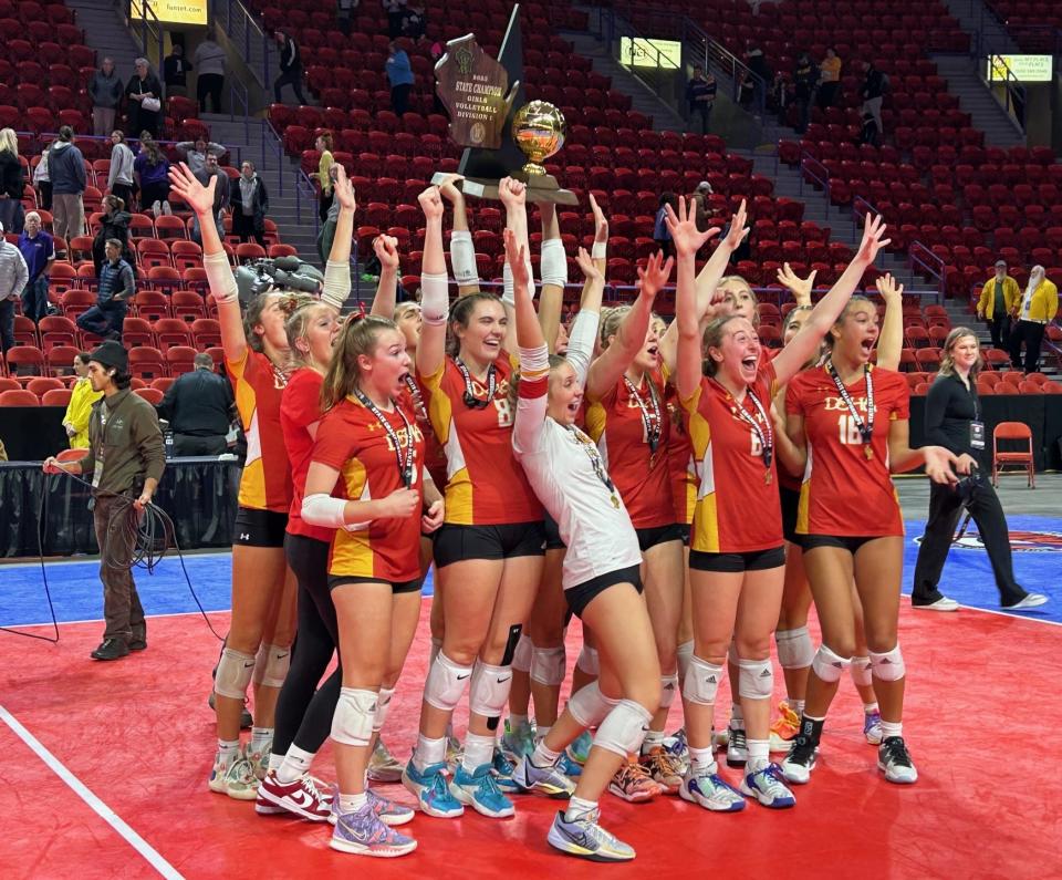 No. 1 Divine Savior Holy Angels repeated as Division 1 girls volleyball state champion on Saturday night in Ashwaubenon. The Dashers defeated Oconomowoc for the second straight postseason in a five-set thriller to win back-to-back titles.