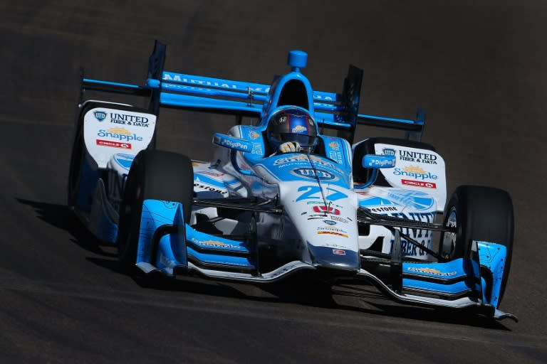 Marco Andretti's Honda-powered Dallara has turned the fastest lap in warmup sessions for time trials at the Indianapolis Motor Speedway