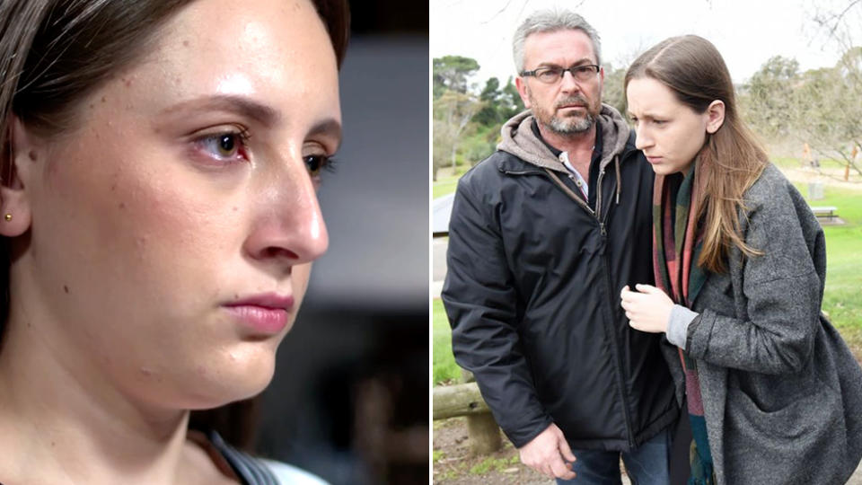 Sarah Ristevski is speaking out for the first time in a 60 Minutes interview (left) about her father, Borce (pictured right with her).