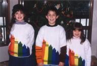 "This is a photo of myself and my brother and sister wearing one of the worst Christmas presents from the late 80′s...We were forced to wear them to the theater when we went to see Home Alone."