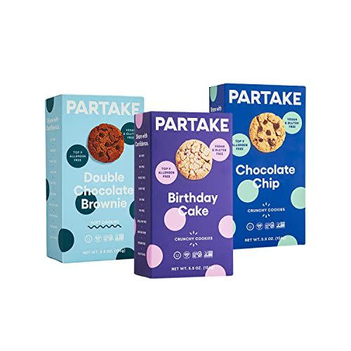 11) Partake Foods Crunchy & Soft-Baked Vegan Cookies – Delicious 3 Box Cookies Variety Pack | Gluten-free, Non-GMO, Allergy-Friendly Ingredients | No Peanuts, Soy, Dairy, Tree Nuts, Egg, Sesame, Wheat, or Sulfites | Safe School Snack for Kids