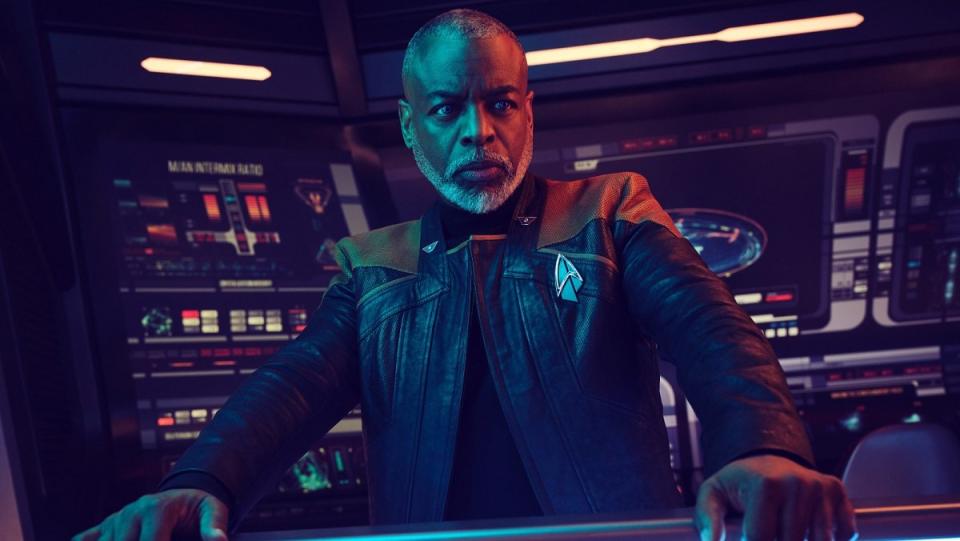 Commodore Geordi La Forge on the bridge of the Titan on Star Trek: Picard.