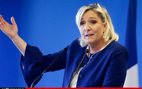 French far-Right National Rally (RN) leader, Marine Le Pen presents her program for her European elections campaign - Credit: &nbsp;Getty Images Europe