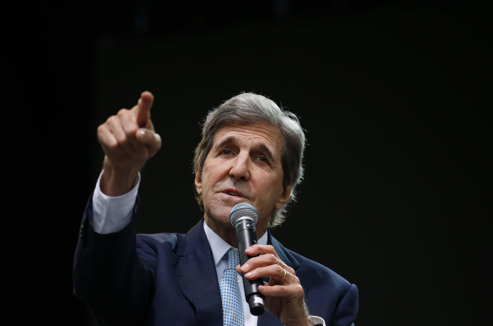Former Sen. John Kerry, D-Mass., on Oct. 1, 2018, in Boston (AP Photo/Mary Schwalm)