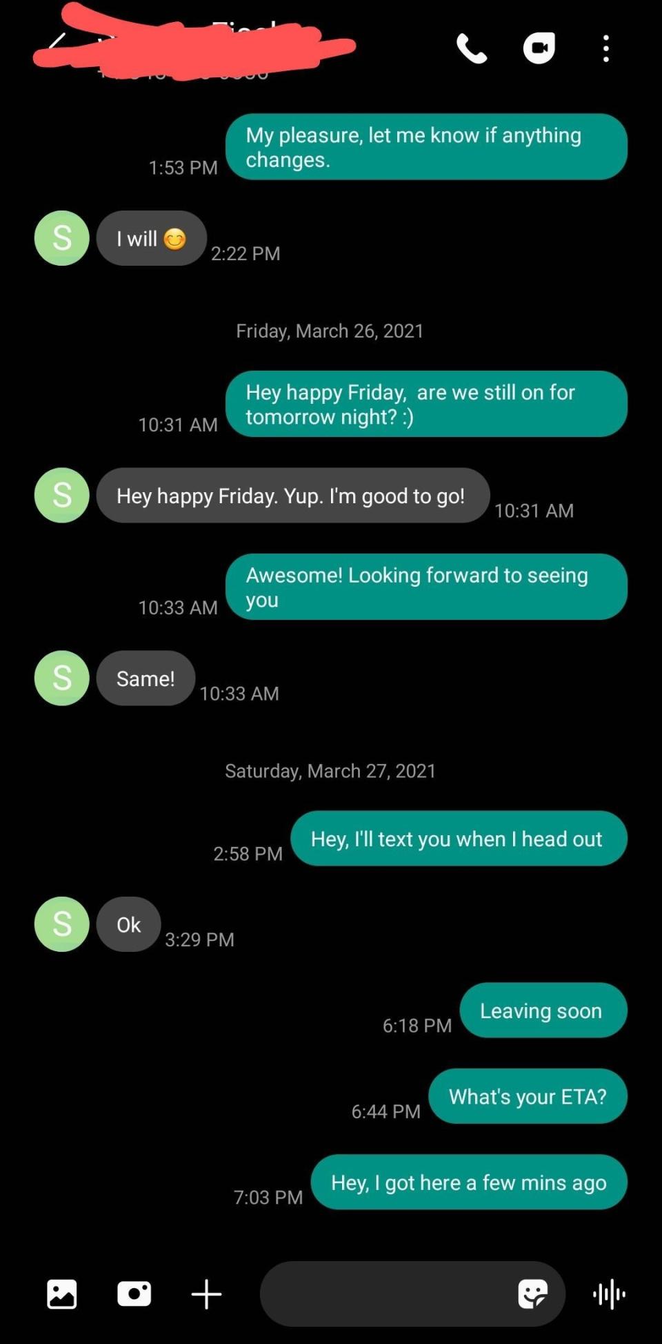 Screenshot of a text conversation