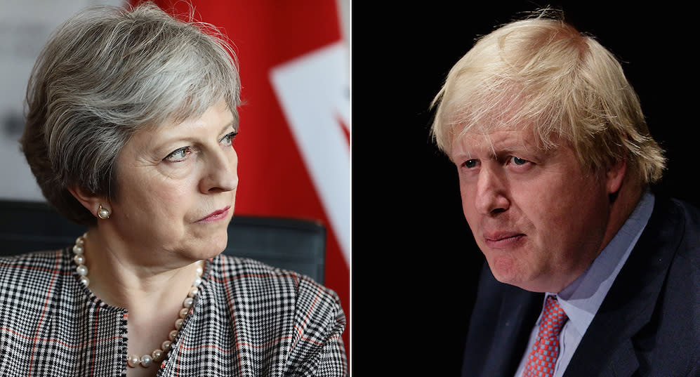 Theresa May and Boris Johnson are at loggerheads over Brexit (Picture: Getty)