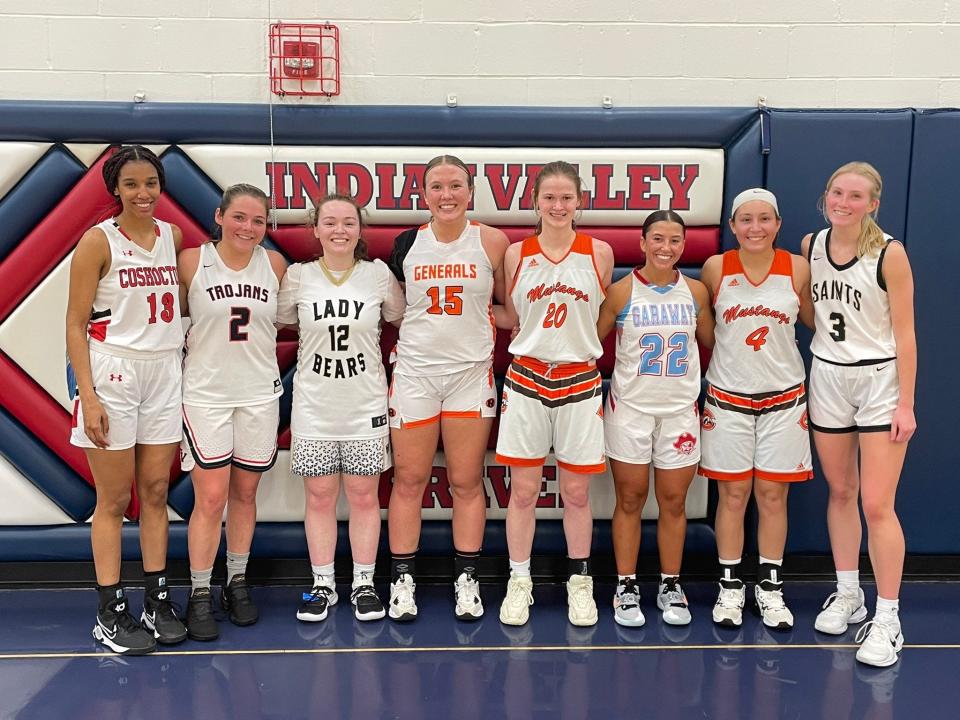 The West All-Stars defeated the East 89-42 in Sunday's District 5 All-Star game at Indian Valley. Coshocton's Savannah Bartlett, Ridgewood's Kelley Masloski and River View's Prestyn Patterson were on the West squad.