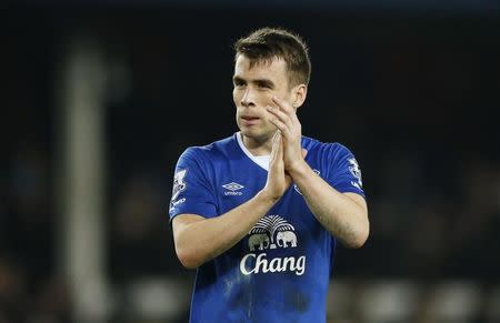 Football Soccer - Everton v Crystal Palace - Barclays Premier League - Goodison Park - 7/12/15 Everton's Seamus Coleman applauds their fans after the game Action Images via Reuters / Andrew Boyers