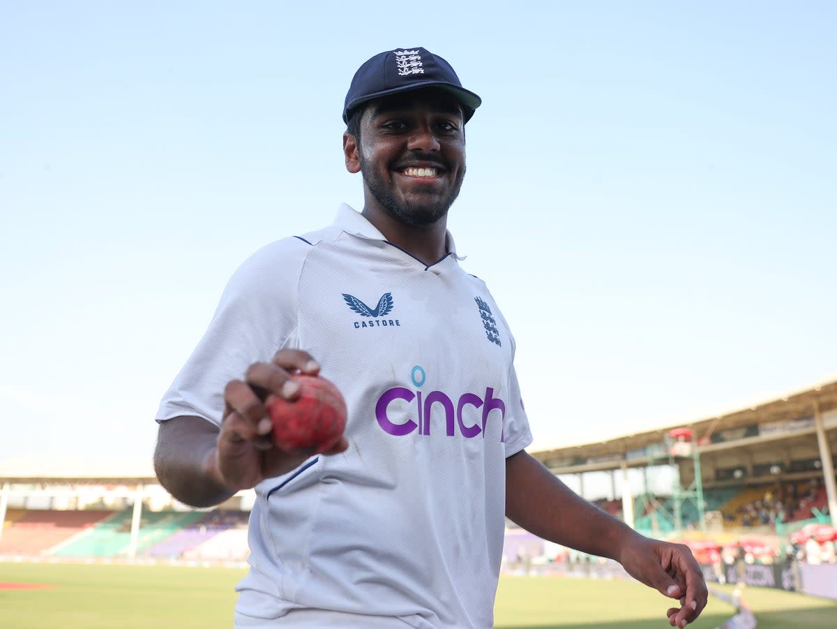 Rehan Ahmed became the youngest player in the history of men’s Test cricket to take five wickets in an innings on debut  (Getty Images)