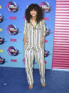 <p>For the 2017 Teen Choice Awards, Zendaya proved pyjama-dressing is back for a second season as she donned a striped number by Ashish. <em>[Photo: Getty]</em> </p>