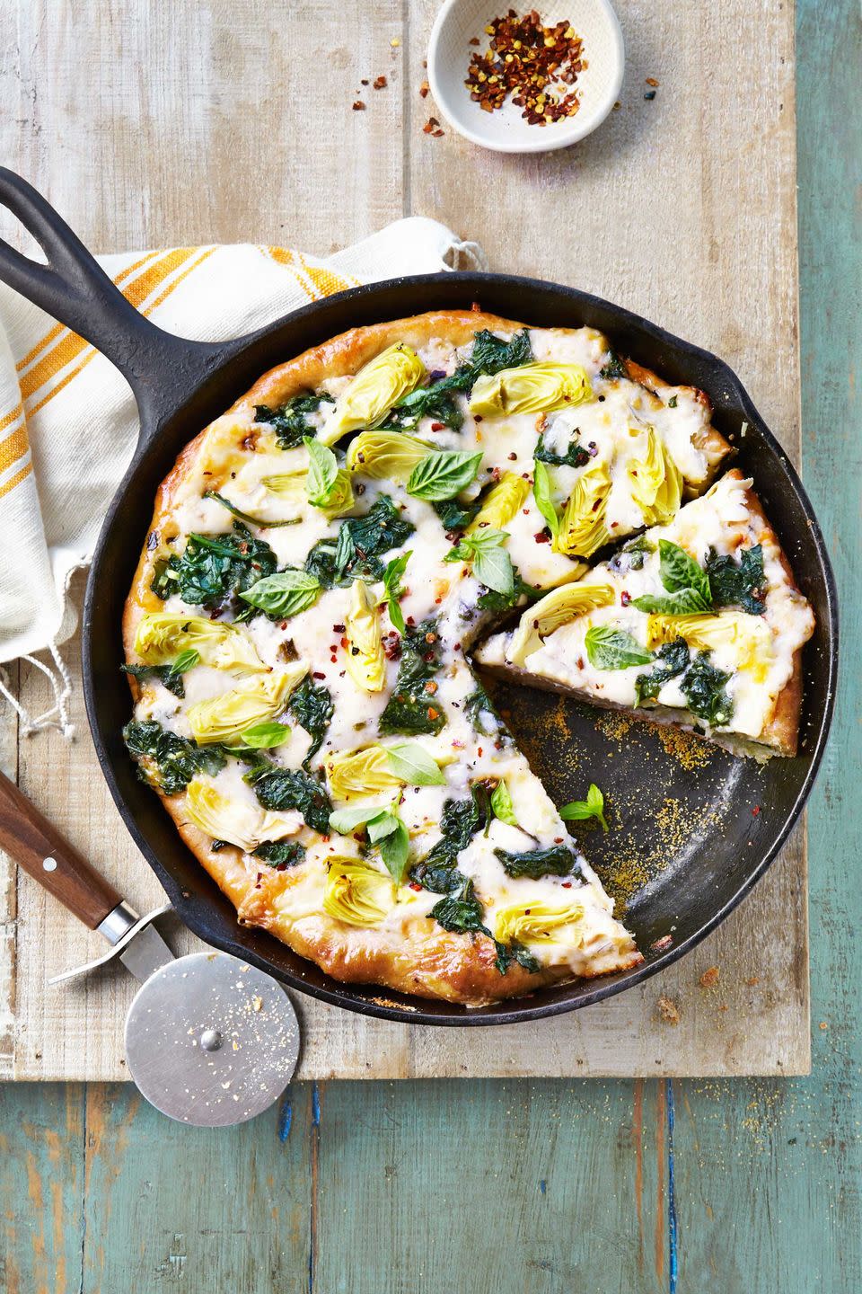 Spinach-Artichoke Deep-Dish Pizza