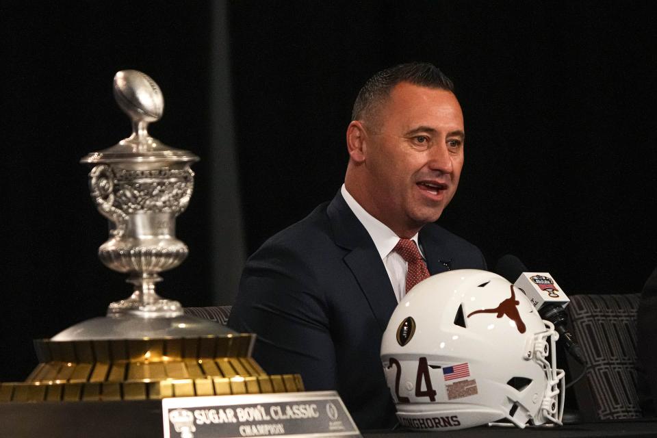 Texas head coach Steve Sarkisian, speaking at the head coaches' press conference at the Sheraton hotel on Sunday in New Orleans prior to the Sugar Bowl against Washington, picked up a fourth recruit for the 2025 class with Shadow Creek linebacker Anthony Williams.